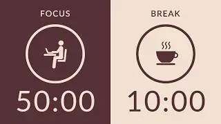 50/10 Pomodoro Timer with Brown Noise 🎧 3-Hour Study with Me for Deep Focus & ADHD ✨