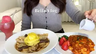 Cooking rice cake soup for the New Year 🍤 Cooking chili shrimp, making banana toast, daily routine