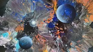 2 Planets: Galaxy Pour - Painting Tutorial – Acrylic Painting – Art Demo – Galaxy Art| “Two Planets”