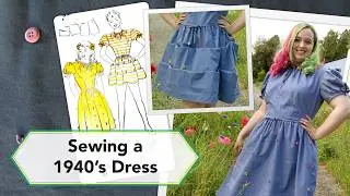 Sewing a 1940s Dress that Shortens with Buttons | Vintage sewing project + sew with me