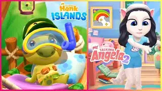 Gameplay My Talking Hank Island VS My Talking Angela 2