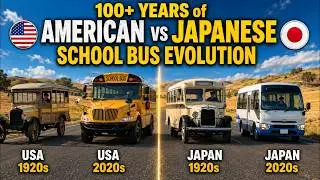 100+ Years of American vs Japanese School Bus Evolution (1920 - 2026)