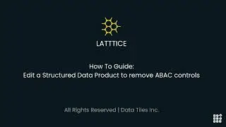 How To Guide - How to edit a Structured Data Product in Latttice to remove ABAC controls
