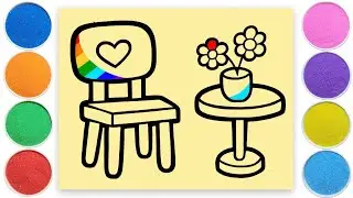 Sand Painting coloring Chair, Side Table and flowers for kids and children❤️沙畫tô màu tranh cát
