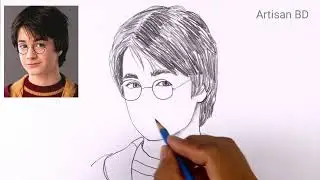 How to draw Realistic face Harry Potter step by step easy pencil sketch 