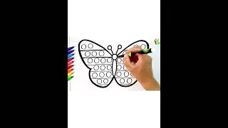 How to draw a Colorful Butterfly for kids - Ranbow Art Drawing and Coloring page