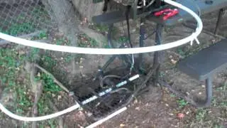 Homemade concealment cloth frame for tree stand