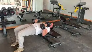 Dumbbell Glute Bridge Bench Press set-up