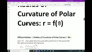 Differentiation: - ( Radius of curvature of polar curves ) - 96.