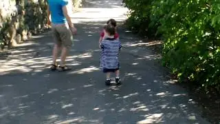 Noah walking backwards