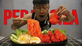 ASMR MUKBANG  | Ayam Goreng, Telur Goreng, Mie Samyang, Jamur dan berbagai sayuran