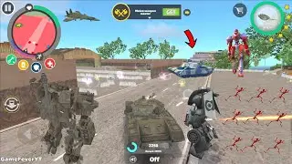 Rope Hero: Vice Town - (Transformer Tank vs Police Car Robot)Tank in Army Base - Android Gameplay HD