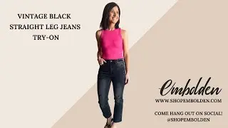 Black Vintage Washed Straight Jeans Try-On | Women’s Jeans & Denim