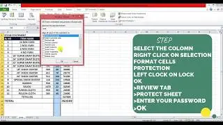 How to lock/Unlock ONLY Selected Colomn/Row and Cell in MS EXCEL worksheet.