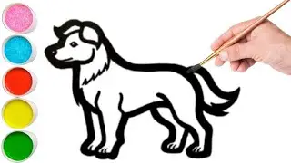 How to draw a dog easy step by step for beginners | Dog drawing and coloring tutorials