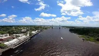 Wilmington North Carolina’s Downtown Cape Fear River with The USS North Carolina Battleship