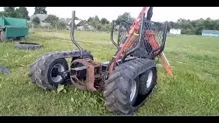 Самодельные гусеницы  из покрышек на лесовозный прицеп