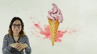 Скетчинг акварелью «Вафельный рожок» | Как нарисовать мороженое поэтапно