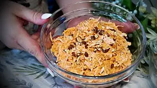 Салат из моркови с чесноком и орехами