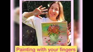 DEMO FLOWERS FINGER PAINTING, Abstract Painting, Acrylic painting for beginner, painting tutorial