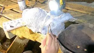Chainsaw carved rabbit with tray