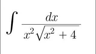 Integral Practice #21: integral of (1/(x^(2))(sqrt(x^(2)+4)))dx (trigonometric substitution)