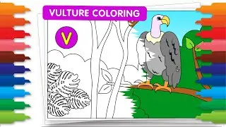 Animals ABC Coloring Fun: Vulture Comes Alive | Letter V