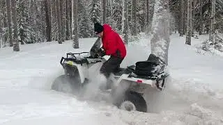 Покатушки на квадрике по сугробам на Polaris 570 полный привод