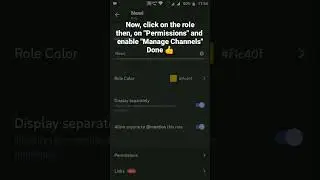How to enable manage channels permission in a role in Discord Mobile 