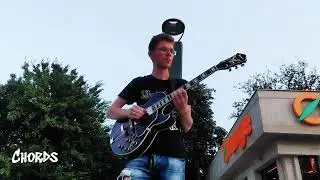 Street busker plays Dance Monkey Live Looping