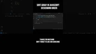 Sort Array in JavaScript Descending Order #shortvideo #shorts #viralshorts