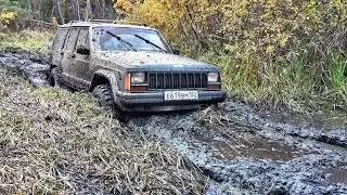 ГАЗ-69 на 35х колёсах, Jeep Cherokee, УАЗ, Нива, Шевик, Nissan Patrol по грязи