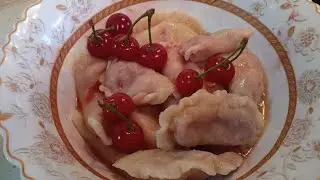 Dumplings with cherries, very thin dough.