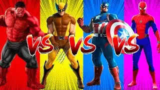 SUPERHERO COLOR DANCE CHALLENGE Red Hulk vs Wolverine vs Captain America vs Spider-Man