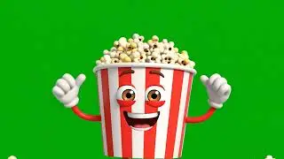 Popcorn Tub Green Screen Video ( Cartoon Animation )