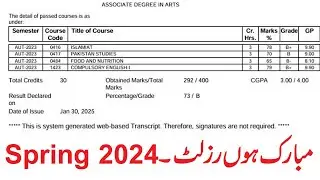 aiou ba result spring 2024 - aiou result spring 2024 - aiou ba result - aiou b.a result spring 2024