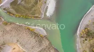 The Confluence of Chuya and Katun Rivers in Autumn. Aerial View. Altai Mountains | Stock Footage...
