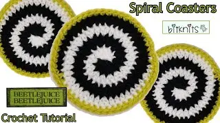 Beetlejuice Inspired Crochet Coasters | Spiral Coasters | 2 Color Spiral Crochet