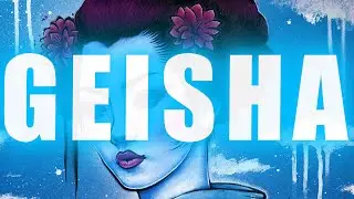 GEISHA POP ART artwork, stencil art/painting/demonstration