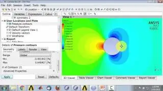 Cylinder Flows Using Ansys CFD-Post — Pressure Contours