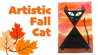 Black Cat Art Project - Fall Art Tutorial - Cutting Practice - Basic Shape Art Lesson for Kids