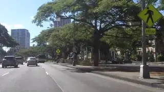 driving in downtown, honolulu, hawaii
