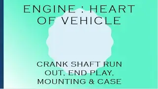 Crank Shaft Run Out, End Play, Mounting & Case I ENGINE