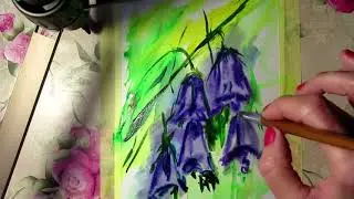 Цветы колокольчики. Акварель Ольги Руссу. Watercolor/Olga Russu