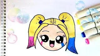 КАК РИСОВАТЬ ХАРЛИ КВИНН ♥ How to draw a Harley Quinn ♥ Learn How To Draw A Cartoon Harley Quinn