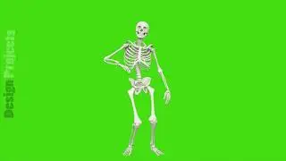 Skeleton dancing. Seamless loop animation on green screen.