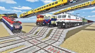 TRAINS CROSSING BY DANGEROUS BUMPY RAILROAD TRACKS | Indian Trains | Train simulator