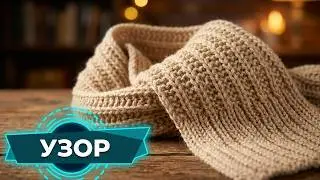 Французская граненая резинка.Двусторонний узор🧣для шарфа и кардигана