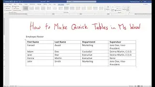 How to create quick tables in MS Word
