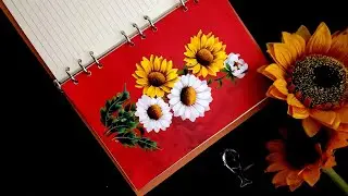 🟡💫 AMAZING Sunflower 🌻  Painting Bouquet Of Flowers roubd brush #shorts